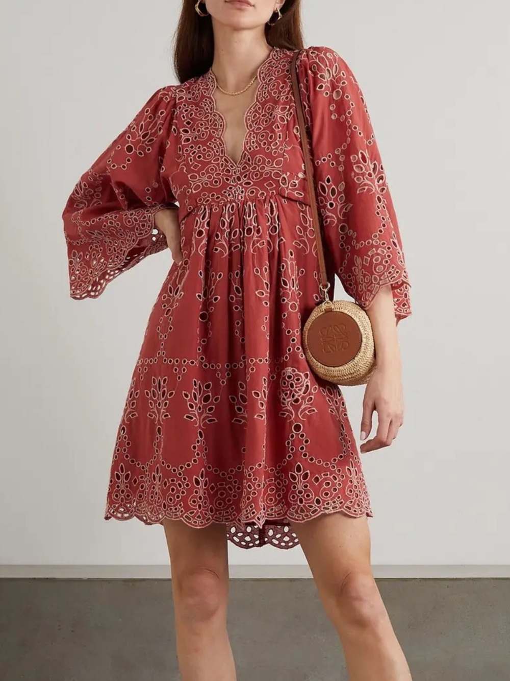 Hannah ARTWEAR Riley Tie Front Broderie Anglaise Cotton Mini Dress Size 1 Small